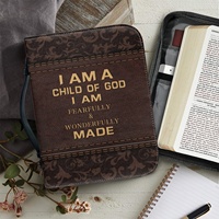 Couverture de Bible en cuir pour hommes et femmes avec une grande capacité d'impression et de planification à la demande Poignée de couverture Fermeture à glissière Fentes pour stylos Poches Bible Bag