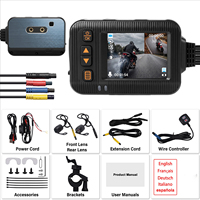 Caméra de tableau de bord pour moto, étanche, HD, double objectif, 2,0 pouces, contrôle par câble, enregistreur vidéo avant et arrière 1080P