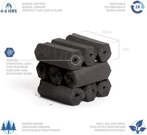 Charbon de bambou 100% naturel Nomad Fire |   10 LBS |   Briquettes de charbon de bois noir |   Longue durée de combustion (4-6 heures) Fabrication mécanique Haute chaleur - Product Image 3