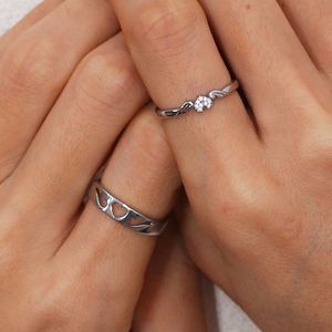 Wholesale Fashion Fine Jewelry Sterling <b>Silver</b> Couple Matched <b>Rings</b> CZ Diamond <b>Ring</b> Engagement <b>Adjustable</b> <b>Rings</b> for Women - Product Image 5