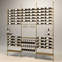Support au sol Comptoir de vin Cloison en or rose Étagère de rangement Supermarché Vente au détail Vin personnel Casiers à vin commerciaux