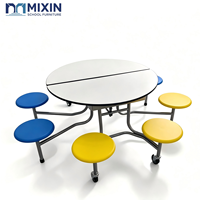 Ensemble table et chaises pliantes de cantine, grande table ronde en acier inoxydable pour la conception de tables, petite table rectangulaire pour cafétéria professionnelle