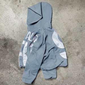 Sudadera con Capucha Personalizada Extra Grande, Sin Cordones, con Logotipo Bordado, Aplique con Borde Cortado, Estilo Retro, Lavado Ácido, para Hombre - Product Image 3