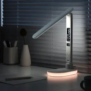 Hot bán đa chức năng sạc không dây LED đèn bàn với USB sạc cổng đồng hồ báo thức ngày Nhiệt độ cho nhà văn phòng