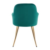 Meubles de salle à manger modernes rembourrés chaise de salon en velours vert foncé émeraude avec pied en métal doré