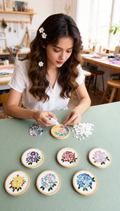 Posavasos de Mosaico DIY de la Serie Floral Hechos a Mano, Almohadillas de Aislamiento Térmico, Kit Creativo para Clases de Arte con Diseño de Collage, Formas Circulares y Cuadradas - Product Image 5