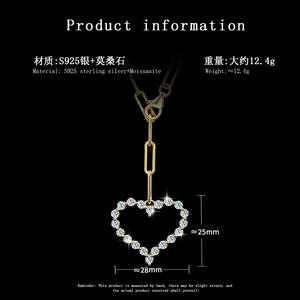 Colar de Pingente em Forma de Coração com <span class=keywords><strong>Moissanite</strong></span> Incrustado em Prata Esterlina S925 a Preço de Fábrica para Mulheres, Presente de Casamento - Product Image 6