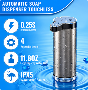 Dispensador de Jabón Automático de Acero Inoxidable de 350 ml, Montado en la Pared, Sin Contacto, con Carga USB, para Cocina y Hogar - Product Image 5