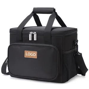 Custom Logo 600D Polyester Large Waterproof Thermal Insulated Cooler Lunch Bag for Men Women