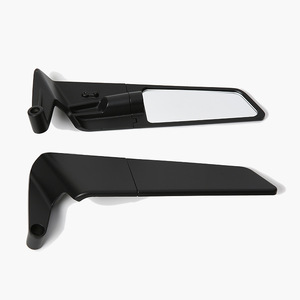 Grand rétroviseur de moto en alliage d'aluminium carré avec boîtier noir et aile déflectrice de vent - Product Image 5
