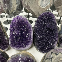 Grappe d'améthyste naturelle du Brésil, ornement en améthyste polie, cadeau artisanal de guérison pour la Saint-Valentin et Noël