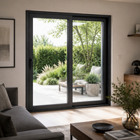 Porte coulissante en aluminium à rupture de pont thermique, double vitrage, style minimaliste pour villa, système de rail à roulettes robuste