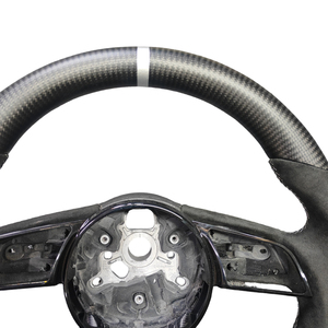 Volant en cuir fibre de carbone mat avec grip pour <span class=keywords><strong>Audi</strong></span> B9 A4 <span class=keywords><strong>A5</strong></span> TT - Compatible OEM, personnalisable, <span class=keywords><strong>sport</strong></span> - Product Image 4