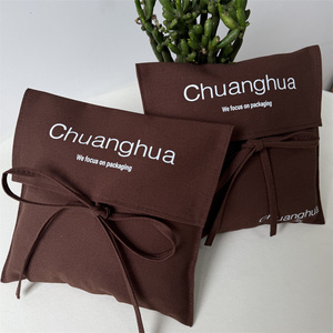 CH Custom Logo Printed Linen <b>Envelope</b> Flap Pouch for Clothes Cosmetic Brushes Wallet Packing Handbag Dust Linen Cotton <b>Gift</b> Bag - Product Image 2