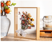 Marco de Madera Natural MDF Hecho a Mano, Ecológico y Duradero, 8x10, con Doble Cristal para Exhibición de Flores Secas, Fotos, Decoración del Hogar