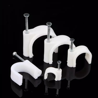 Attaches de fixation murales rondes en plastique pour câbles de 4 mm, 5 mm, 6 mm, 8 mm, 10 mm, avec clous en acier pour câbles coaxiaux