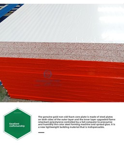 Panel sándwich <span class=keywords><strong>de</strong></span> acero galvanizado color espuma dorada, respetuoso con el medio ambiente, resistente al agua/al fuego, prefabricado, pared exterior <span class=keywords><strong>de</strong></span> cámara frigorífica moderna - Product Image 3