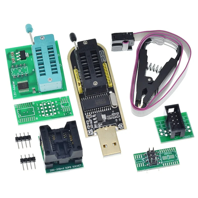 Jxy CH341 24/25 Series EEPROM Flash BIOS USB Programmer Module SOIC8/SOP8 Test Clip 93CXX/25CXX/24CXX DIY Kit