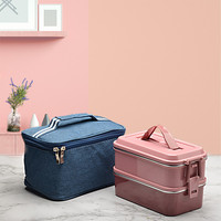 304 Edelstahl Dreifach Unterteilte Rechteckige 800ml Lunchbox mit Kunststoffdeckel Mikrowellengeeignet Anti-Überlauf Versiegelte Kantine