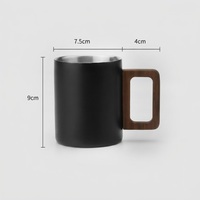 Mug à café et bière isotherme à double paroi en acier inoxydable 304 de 8 oz avec logo personnalisé et poignée en bois pour le camping et les voyages