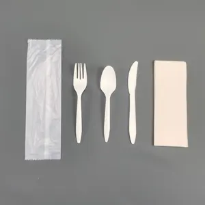 Utensili in plastica PSM usa e getta ecologici forchette biodegradabili di amido di mais cucchiai coltelli posate