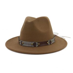 X3087 Sombreros Fedora de Ala Ancha para Hombre, Sombreros de Lana con Cinturón de Cuero, Sombrero Jazz de Ala Grande para Mujer - Product Image 3