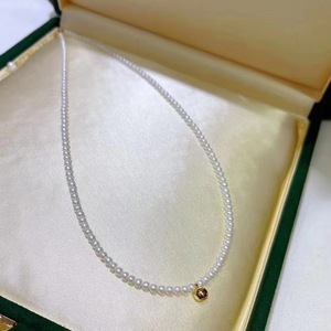 Collar de Perlas Naturales de Agua Dulce de 4-4.5mm con Cadena Espiral, Color Blanco Brillante, Regalo para Mujer - Product Image 3