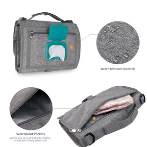Fournitures de coussinets d'urine multifonctions portables pour bébé avec couche <span class=keywords><strong>pliable</strong></span> et conception de poche de lingette humide pour les sorties en plein air - Product Image 5
