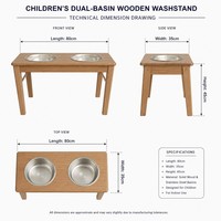 Lavabo en bois Chuangjin pour enfants avec deux bassins ronds, station d'hygiène Montessori pour l'autonomie, idéal pour les écoles maternelles (vente en gros)