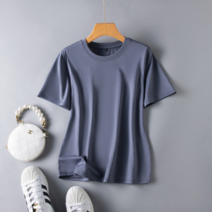 Lujo señoras blanco Tri Blend seda algodón <span class=keywords><strong>camiseta</strong></span> serigrafiado personalizado mujeres liso al por mayor - Product Image 2