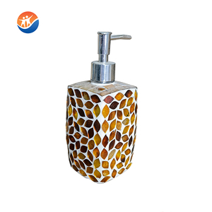 Bouteilles en verre effet mosaïque de 450 ml pour gel douche, shampoing, lotion, désinfectant pour les mains, avec bouchon à vis et impression sérigraphique - Product Image 4