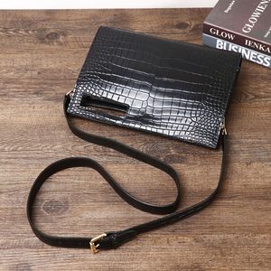 Bolso de Mano de Diseño Casual de Lujo Unisex, Marca de Diseñador, Piel de Cocodrilo Genuina, Tipo Sobre, con Cierre y Correa para la Muñeca - Product Image 4
