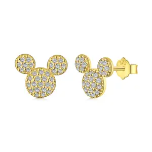 Geschenk individuelle Mickey-Maus-Ohrringe Mode weiß vergoldet elegant Stecker-Ohrringe Schmuck Stecker-Ohrringe