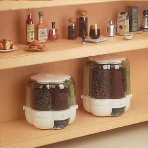 Modern 6-Gid Rotating Rice <b>Container</b> Eco-Friendly PET Durable <b>Large</b> Capacity Food <b>Storage</b> Cereal Dispenser Home Kitchen - Product Image 5