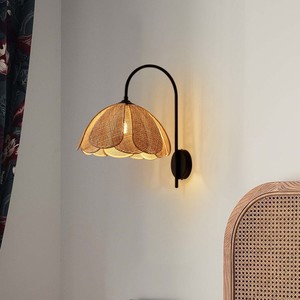 Japanese Style <b>Wall</b> Lamp Led E27 Rattan Shade Bedroom <b>Bedside</b> <b>Lighting</b> - Product Image 4