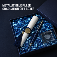 Papier de remplissage froissé bleu métallisé en gros pour boîtes cadeaux de remise de diplôme et emballages de souvenirs