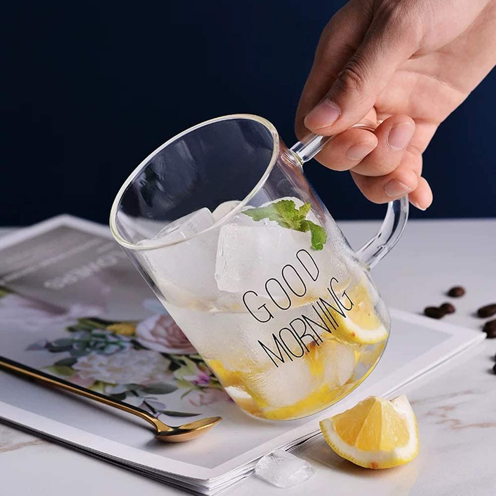 460 ML 15.5 OZ Good Morning Clear Glass Cup For Coffee/Beer/Milk/Tea/Water Irish Coffee Glasses