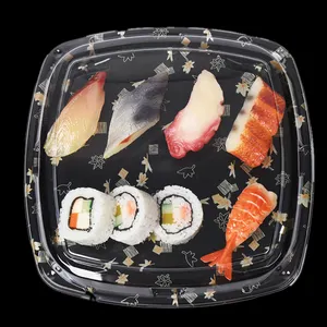 Japon gıda tek kullanımlık paket tepsi hızlı plastik gıda konteyneri ambalaj suşi kutusu somon koruma
