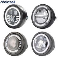 Phare avant LED haute luminosité pour moto, blanc et jaune, deux couleurs, style rétro, phare de jour, phare LED Harley.