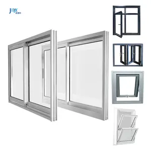 Vidro Temperado Barato Varanda Insonorizada Horizontal Francês Janelas Deslizantes Double Leaf Vinyl UPVC Vidro Alumínio Slider Window