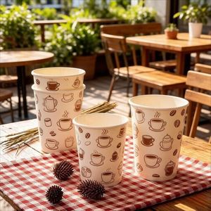Gobelets en papier kraft à double paroi de 90 mm (8-16 oz) avec couvercles, personnalisables avec logo, pour boissons chaudes et froides, jetables, pour café, latte, thé au lait, vin - Vente en gros - Product Image 4