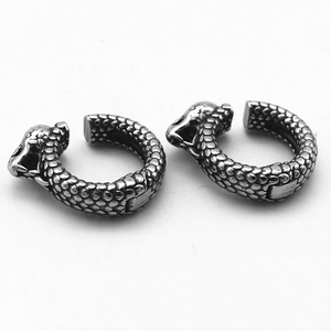 ต่างหูแบบหนีบสำหรับผู้ชาย ทำจากสแตนเลส 316L กันน้ำ ป้องกันอาการแพ้ รูปทรงหัวงูแบบมีบานพับ ไม่ต้องเจาะหู สไตล์พังก์ กอธิค - Product Image 3