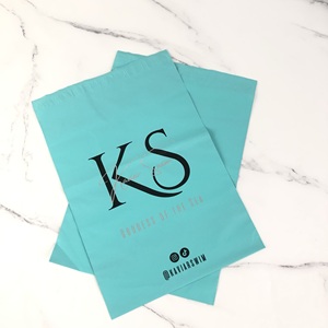 Gold Foil Printed Matte Teal Poly Mailers - Custom Green Blue Shipping Envelopes with Logo Delivery Bags for Clothes - Product Image 2