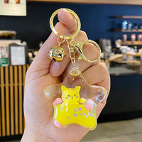 Porte-clés en plastique, porte-clés les plus vendus, personnalisables, porte-clés flottant en 3D avec liquide, porte-clés flottant en forme de bouteille, porte-clés liquide pour chat, cadeaux