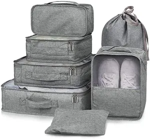 여행 수하물 7 PC 세면 도구 가방 휴대용 포장 주최자 세트 포장 큐브