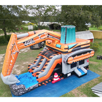 Château gonflable en forme d'excavatrice, structure de saut gonflable en bâche PVC avec toboggan pour enfants