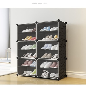<span class=keywords><strong>Lener</strong></span> Moderner Einfacher 3-stöckiger Klappbarer 4-türiger Schuhschrank mit Mattglastüren und Aufbewahrungsorganizer für Wohnzimmer und Schlafzimmer - Product Image 2