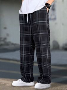 Pantalon large pour homme en coton 100% avec broderie, cordon de serrage, taille mi-haute, devant plat, style décontracté, collection automne - Product Image 2