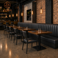 Tabouret de bar industriel Ron Group, table carrée en bois, chaise rembourrée avec structure métallique, ensemble de meubles de restaurant en cuir