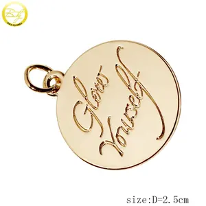 Name Pendant Jewelry Supplier Making Round Shape Pendant Zinc Alloy Custom Engraved Logo Clothing Metal Charms Tags